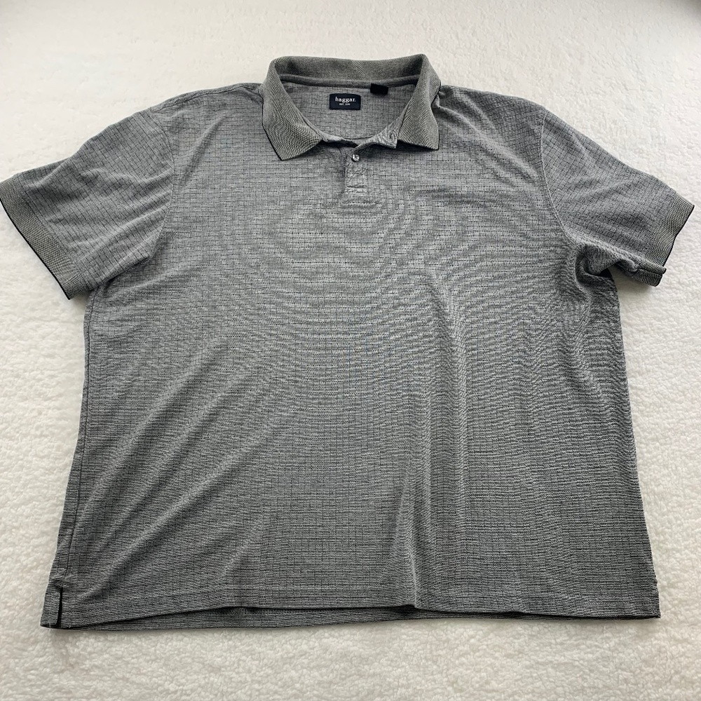 Haggar Polo Shirt XL Gray Color Collared, button, Short Sleeves,